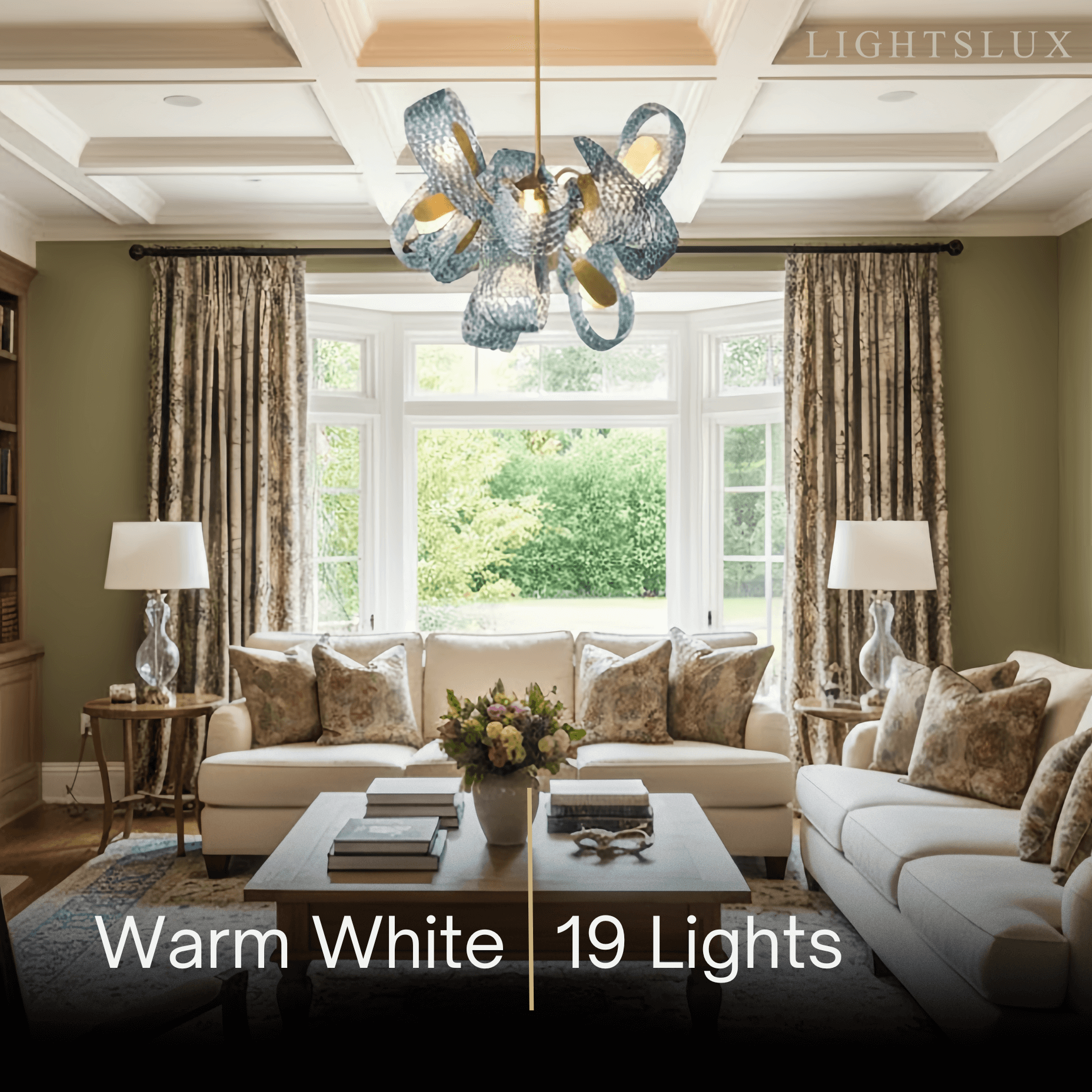 Pavone Blue Feather Glass Chandelier-Home & Garden > Lighting > Chandeliers-Laren Fete-A-1 lights-3 Color Change + Wall Switch Control-Laren Fete