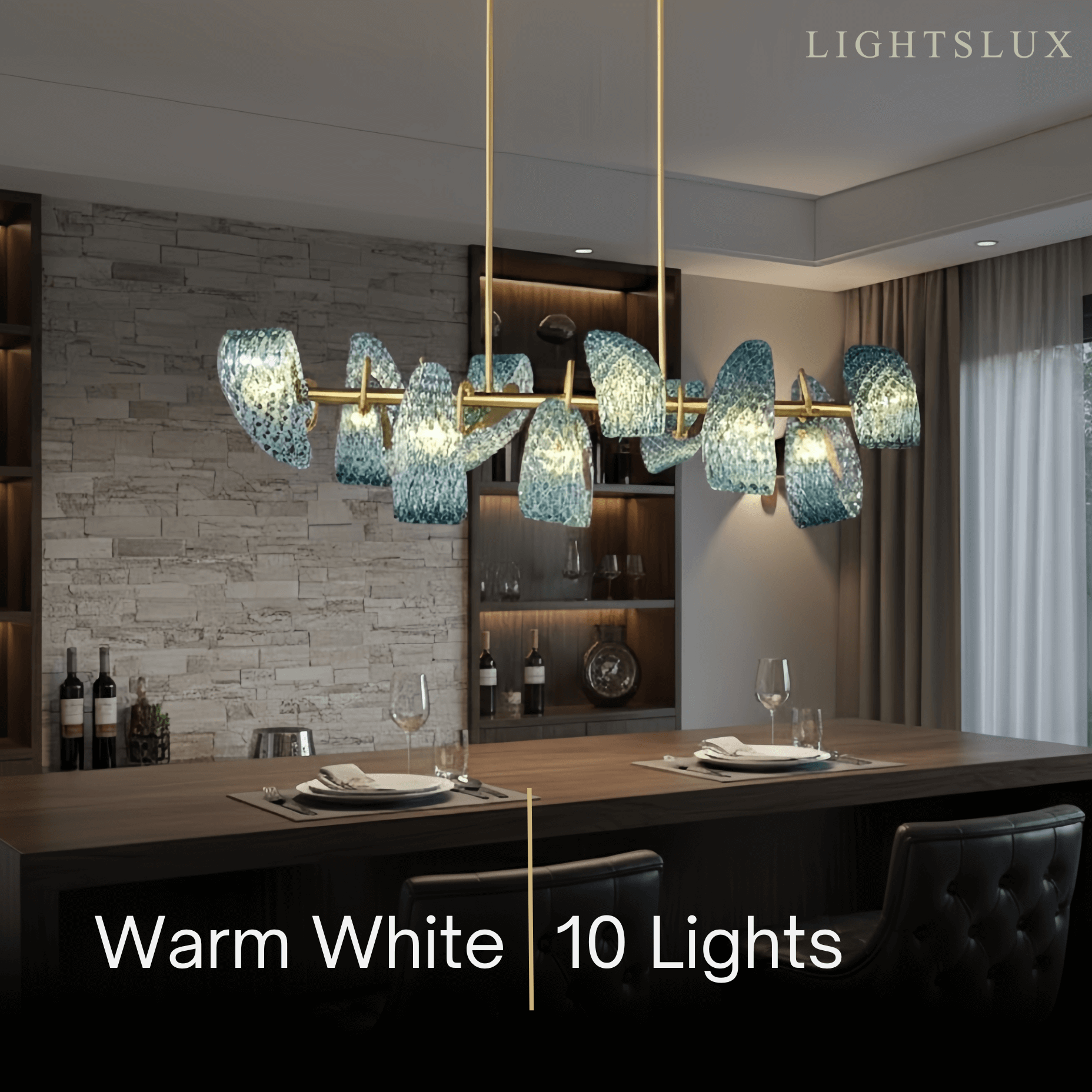Pavone Blue Feather Glass Chandelier-Home & Garden > Lighting > Chandeliers-Laren Fete-A-1 lights-3 Color Change + Wall Switch Control-Laren Fete