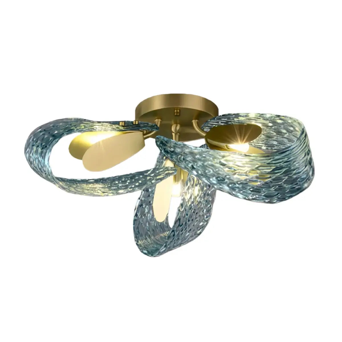 Pavone Blue Feather Glass Chandelier-Home & Garden > Lighting > Chandeliers-Laren Fete-A-1 lights-3 Color Change + Wall Switch Control-Laren Fete
