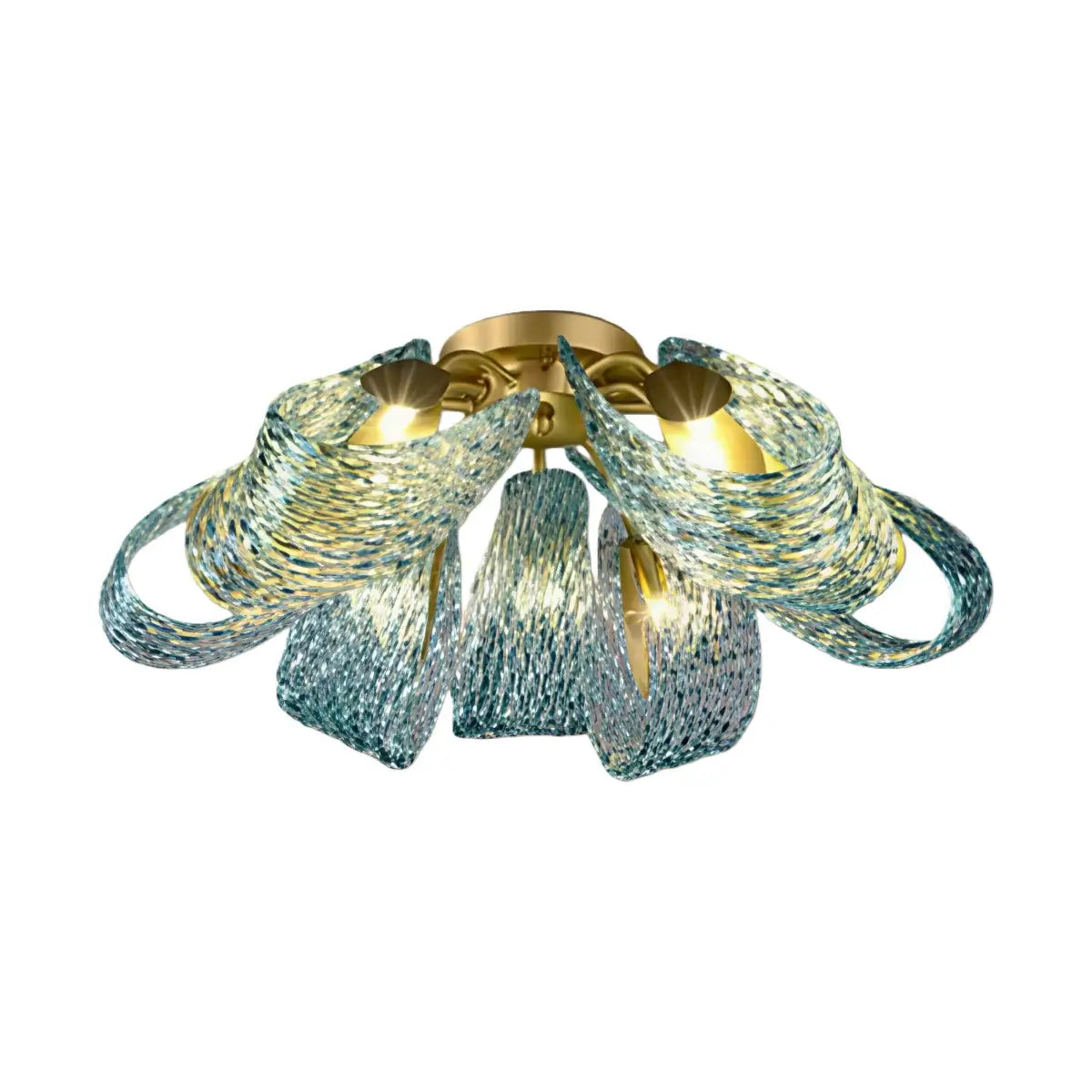 Pavone Blue Feather Glass Chandelier-Home & Garden > Lighting > Chandeliers-Laren Fete-A-1 lights-3 Color Change + Wall Switch Control-Laren Fete