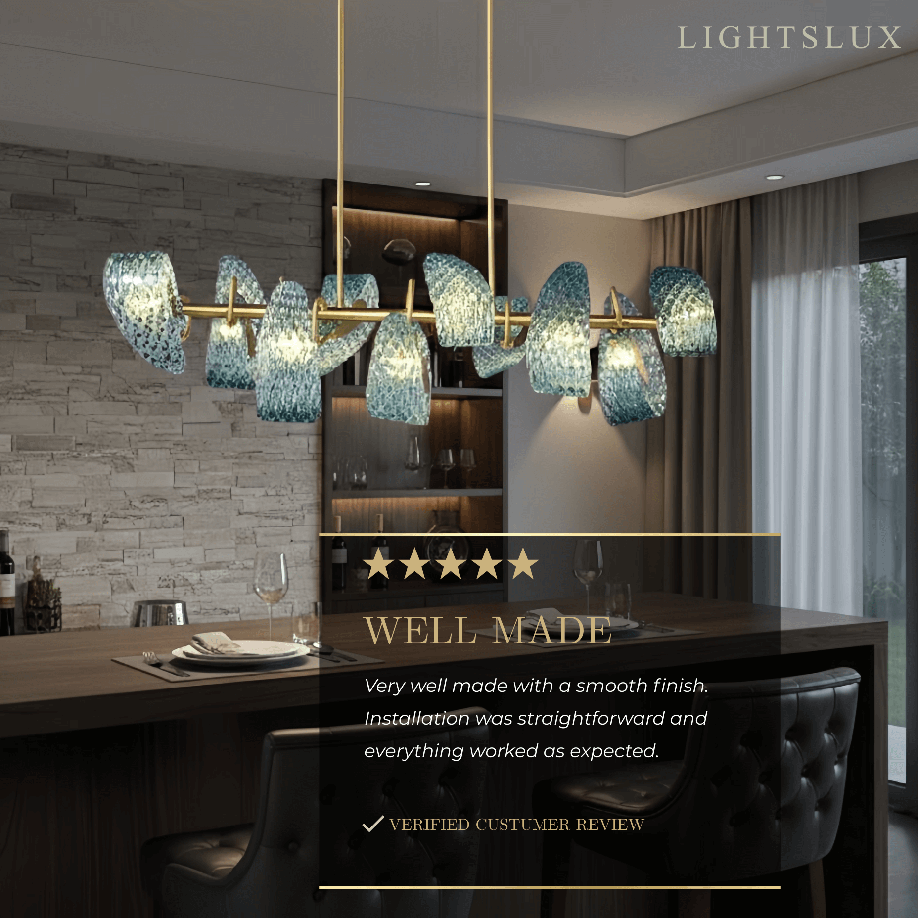 Pavone Blue Feather Glass Chandelier-Home & Garden > Lighting > Chandeliers-Laren Fete-A-1 lights-3 Color Change + Wall Switch Control-Laren Fete