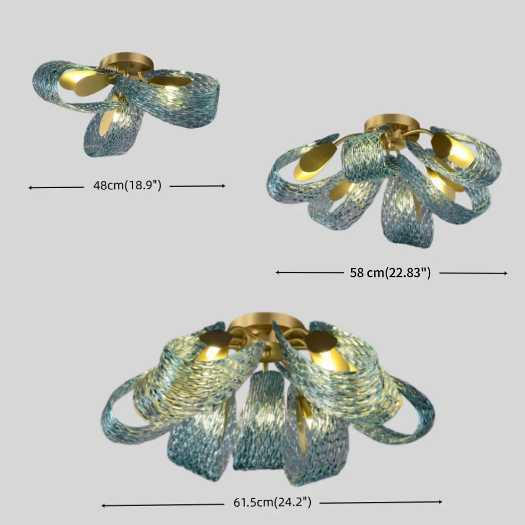 Pavone Blue Feather Glass Chandelier-Home & Garden > Lighting > Chandeliers-Laren Fete-A-1 lights-3 Color Change + Wall Switch Control-Laren Fete