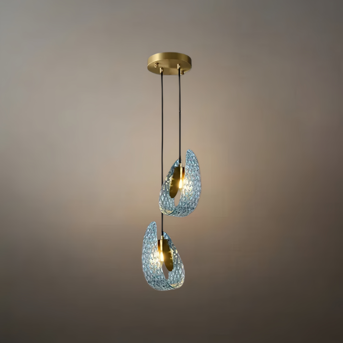 Pavone Blue Feather Glass Chandelier-Home & Garden > Lighting > Chandeliers-Laren Fete-A-2 lights-3 Color Change + Wall Switch Control-Laren Fete