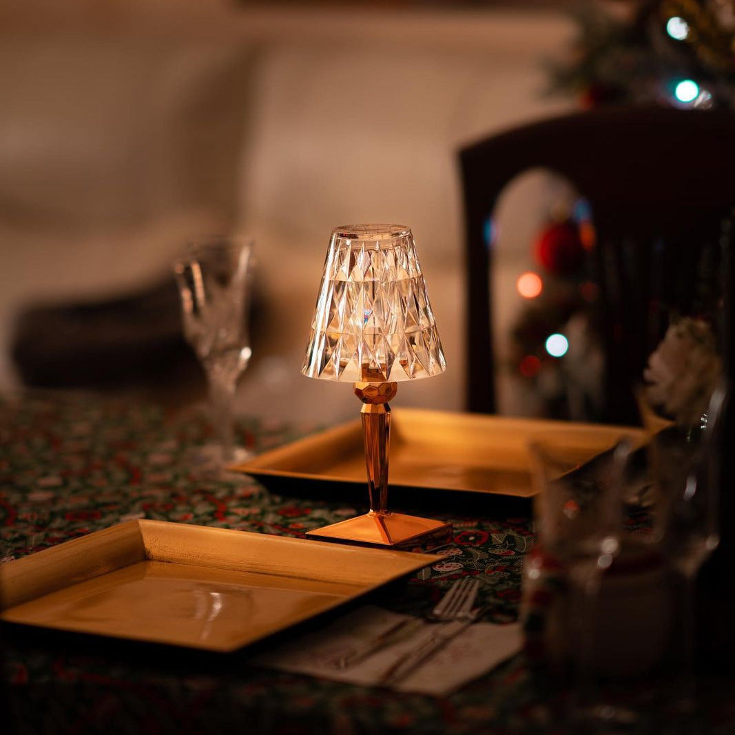 Refract Faceted Crystal Cordless Lamp-Home & Garden > Lighting > Table Lamps-Laren Fete-Transparent-Laren Fete