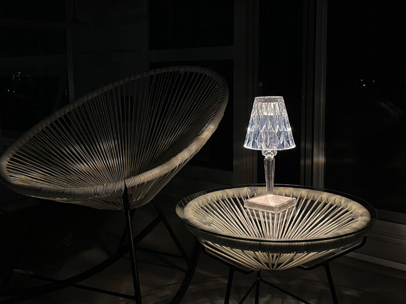 Refract Faceted Crystal Cordless Lamp-Home & Garden > Lighting > Table Lamps-Laren Fete-Transparent-Laren Fete