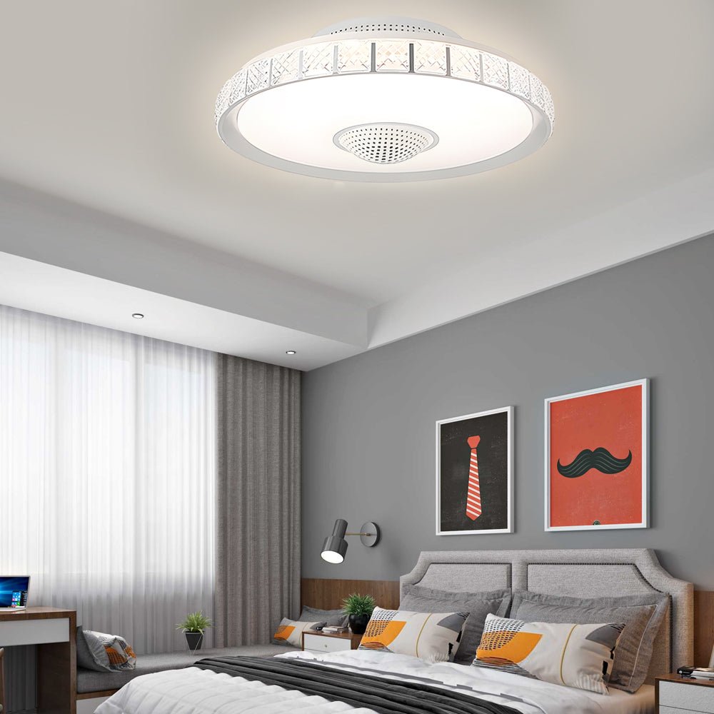 Revel Bladeless Drum Ceiling Fan with LED-Home & Garden > Lighting > Ceiling Fans-Laren Fete-White-Laren Fete