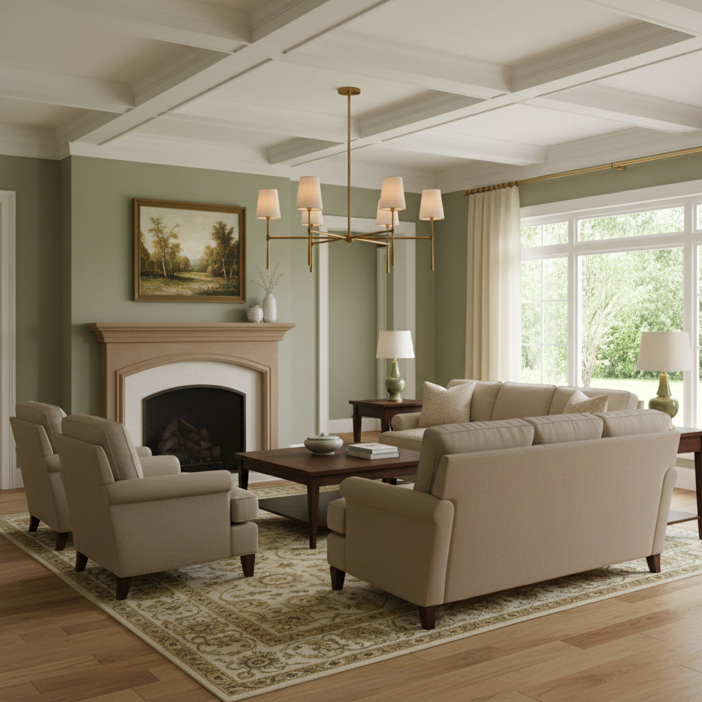 Rhodes Linen Torch Chandelier-Home & Garden > Lighting > Chandeliers-Laren Fete-4 heads D 71cm x H 44cm / ∅ 28″ x H 17.3″-Brass-Laren Fete