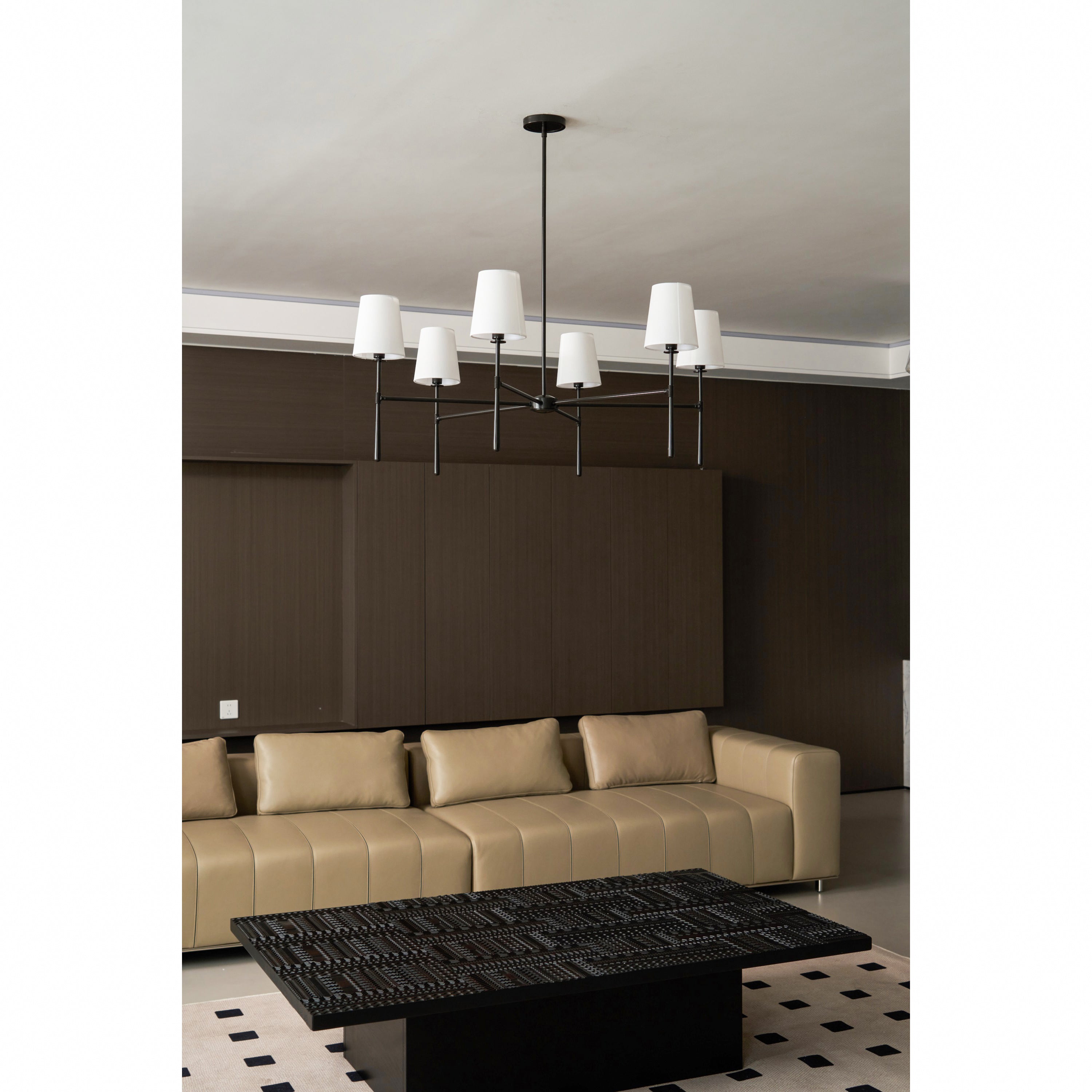 Rhodes Linen Torch Chandelier-Home & Garden > Lighting > Chandeliers-Laren Fete-4 heads D 71cm x H 44cm / ∅ 28″ x H 17.3″-Brass-Laren Fete