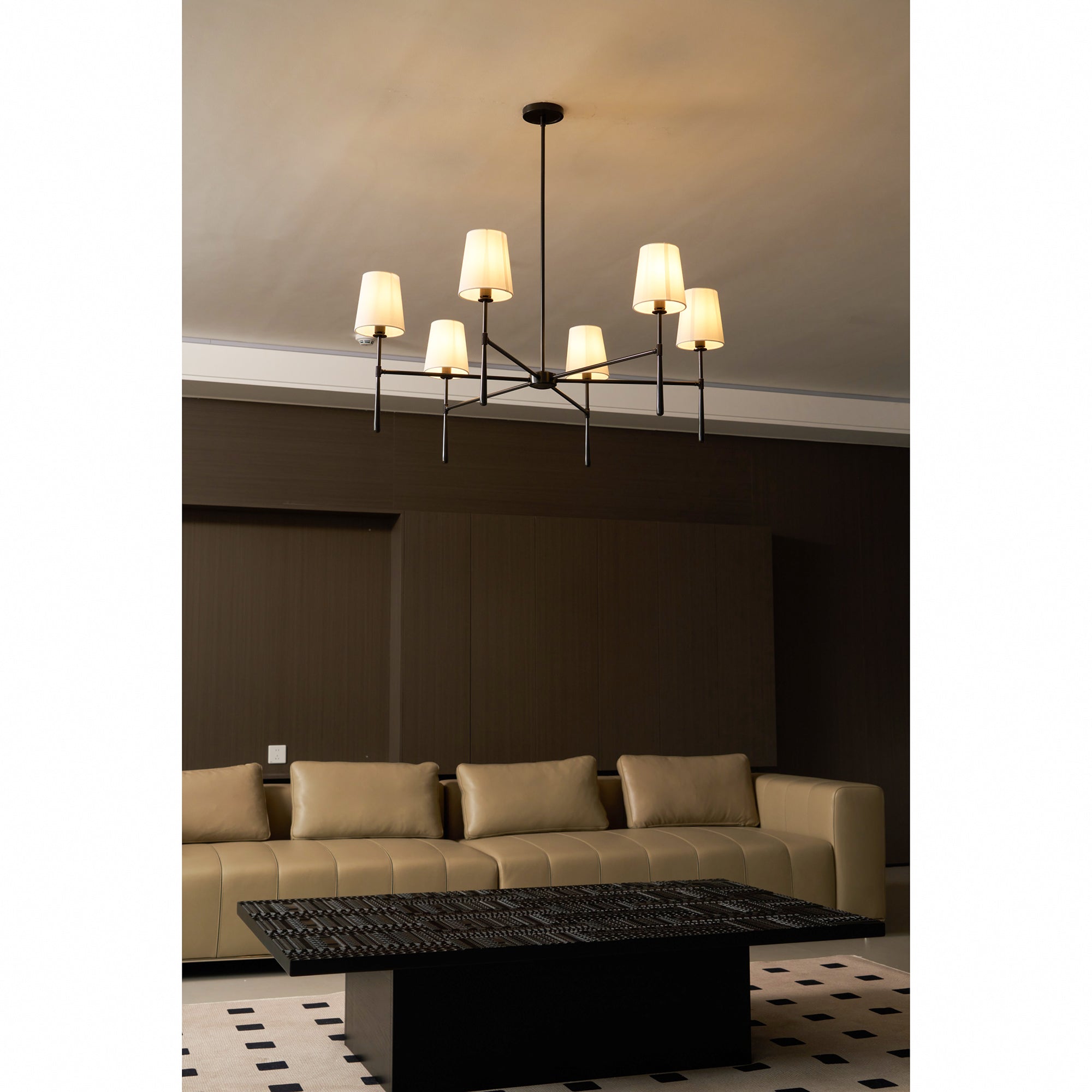 Rhodes Linen Torch Chandelier-Home & Garden > Lighting > Chandeliers-Laren Fete-4 heads D 71cm x H 44cm / ∅ 28″ x H 17.3″-Brass-Laren Fete