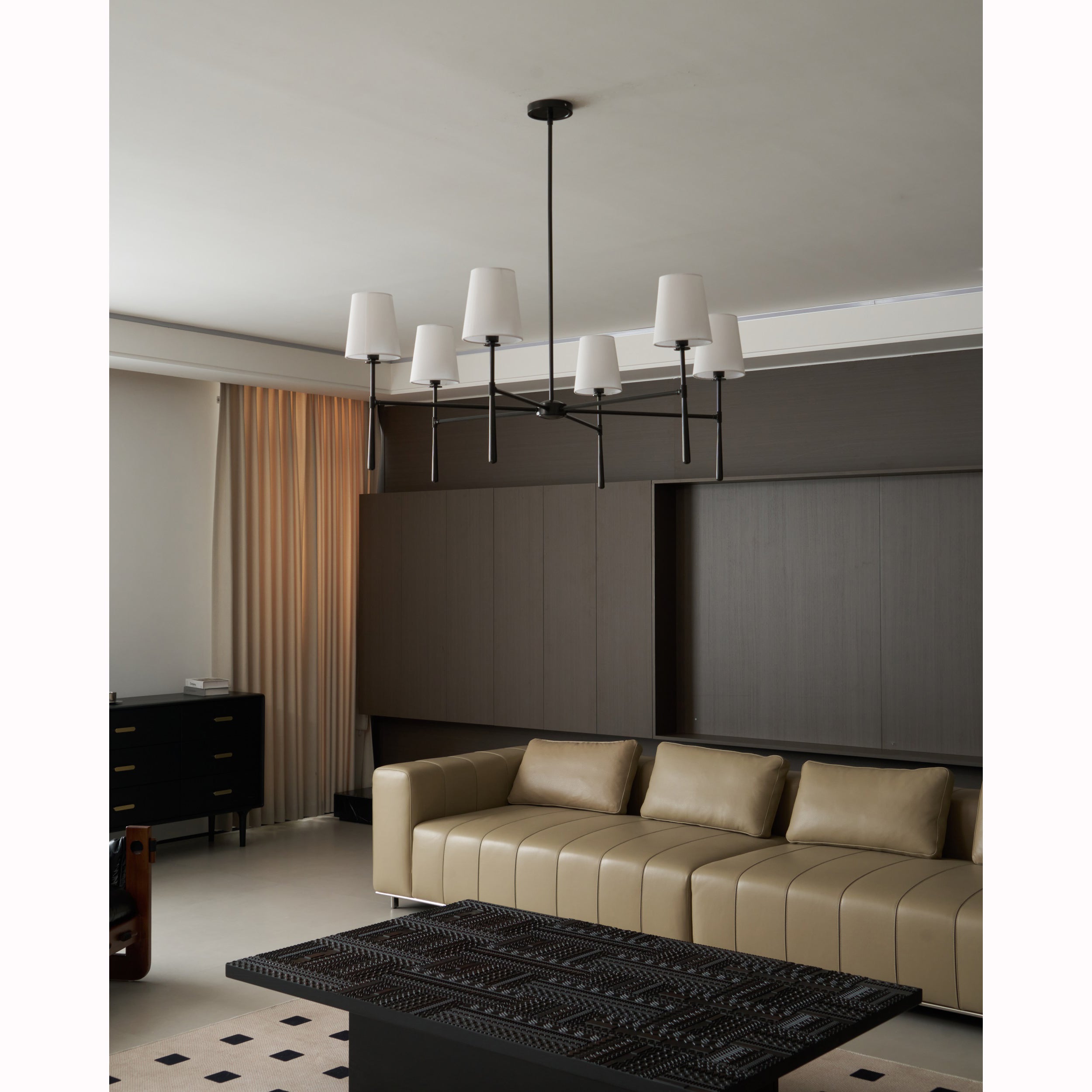 Rhodes Linen Torch Chandelier-Home & Garden > Lighting > Chandeliers-Laren Fete-4 heads D 71cm x H 44cm / ∅ 28″ x H 17.3″-Brass-Laren Fete