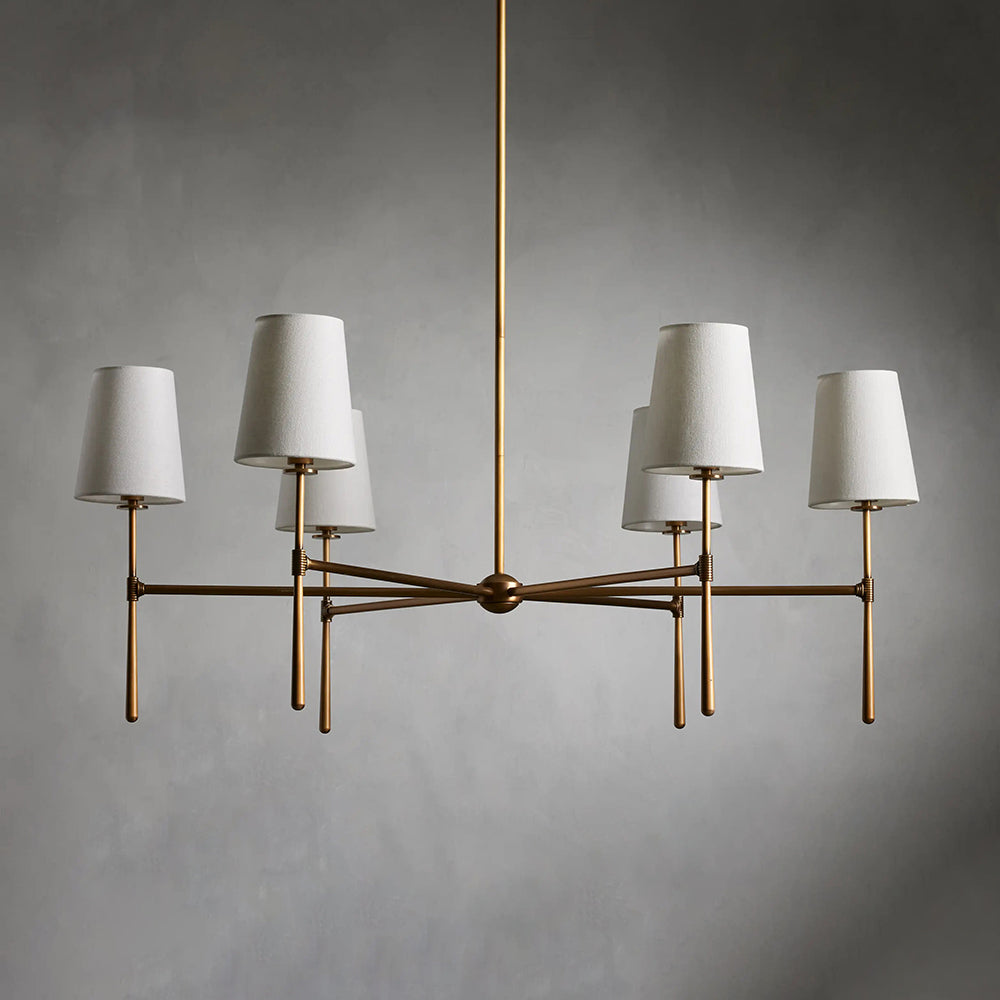 Rhodes Linen Torch Chandelier-Home & Garden > Lighting > Chandeliers-Laren Fete-4 heads D 71cm x H 44cm / ∅ 28″ x H 17.3″-Brass-Laren Fete