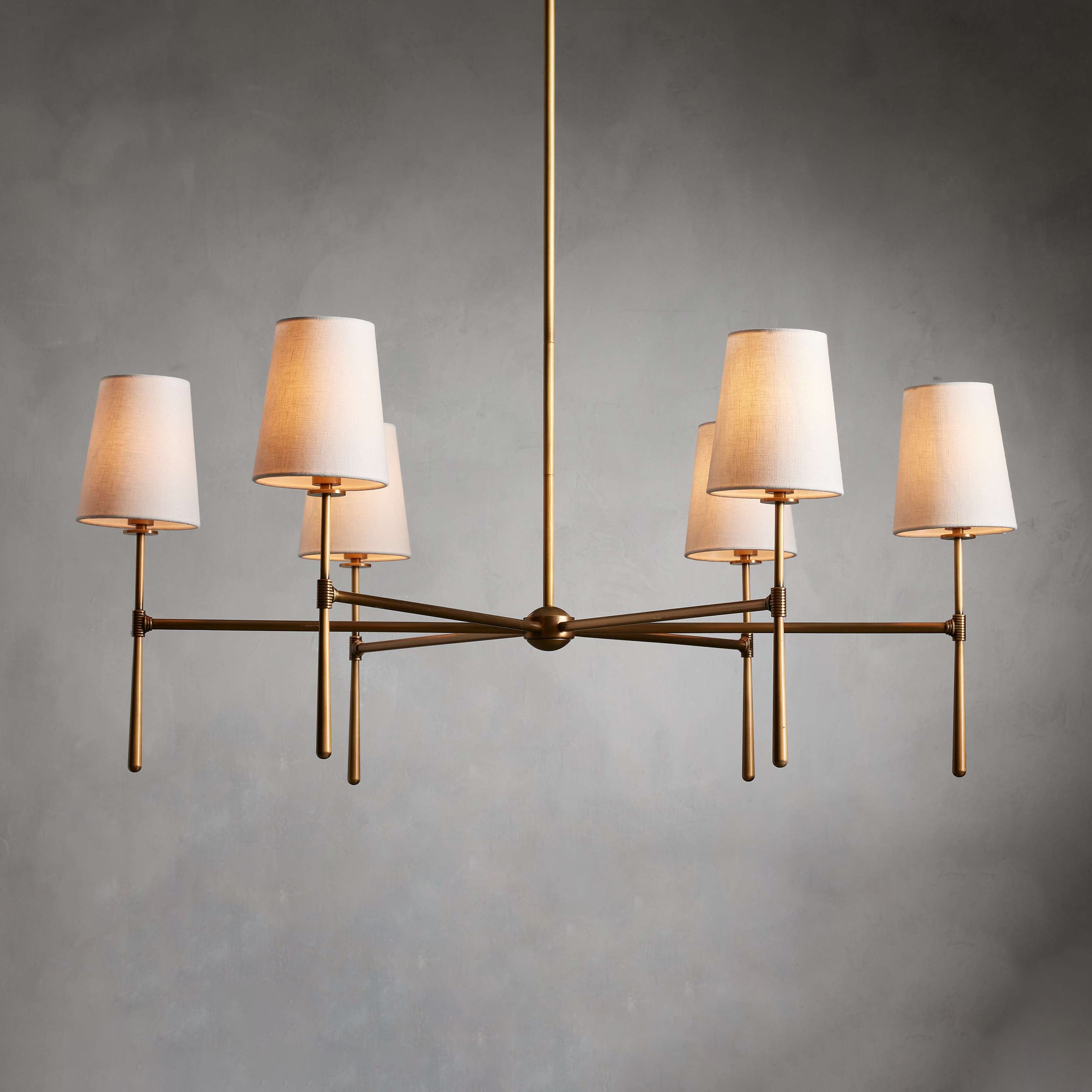 Rhodes Linen Torch Chandelier-Home & Garden > Lighting > Chandeliers-Laren Fete-4 heads D 71cm x H 44cm / ∅ 28″ x H 17.3″-Brass-Laren Fete
