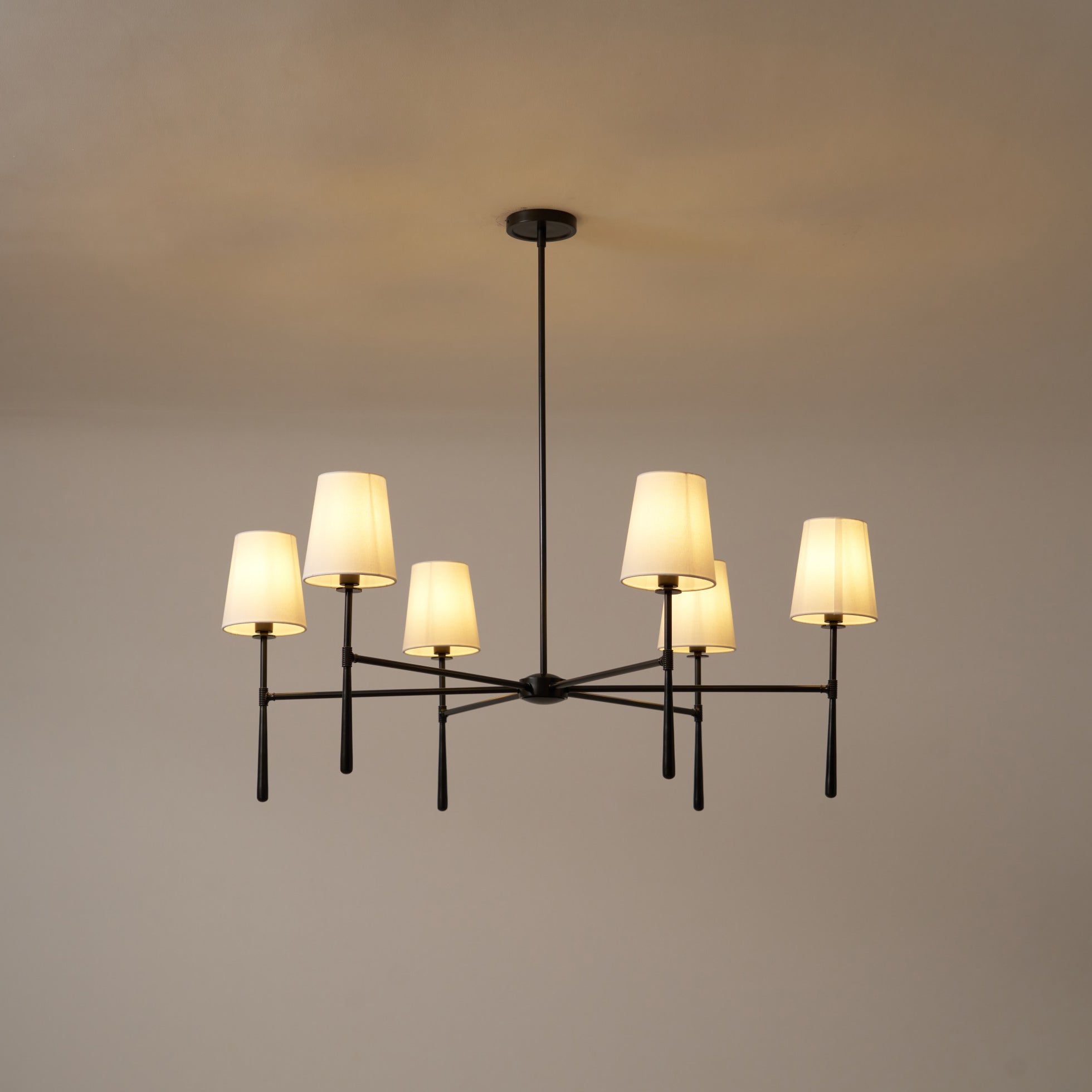 Rhodes Linen Torch Chandelier-Home & Garden > Lighting > Chandeliers-Laren Fete-4 heads D 71cm x H 44cm / ∅ 28″ x H 17.3″-Brass-Laren Fete