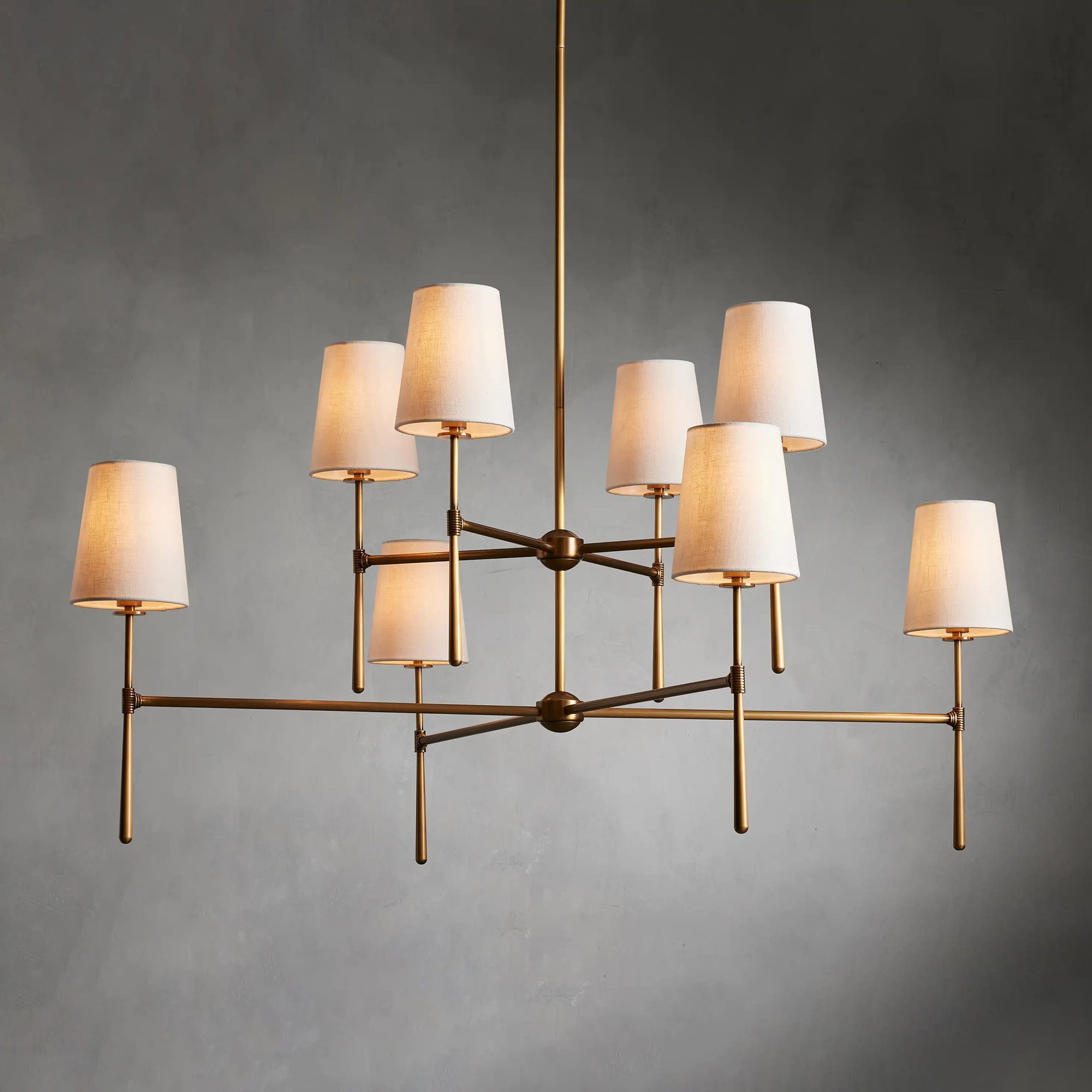 Rhodes Linen Torch Chandelier-Home & Garden > Lighting > Chandeliers-Laren Fete-4 heads D 71cm x H 44cm / ∅ 28″ x H 17.3″-Brass-Laren Fete