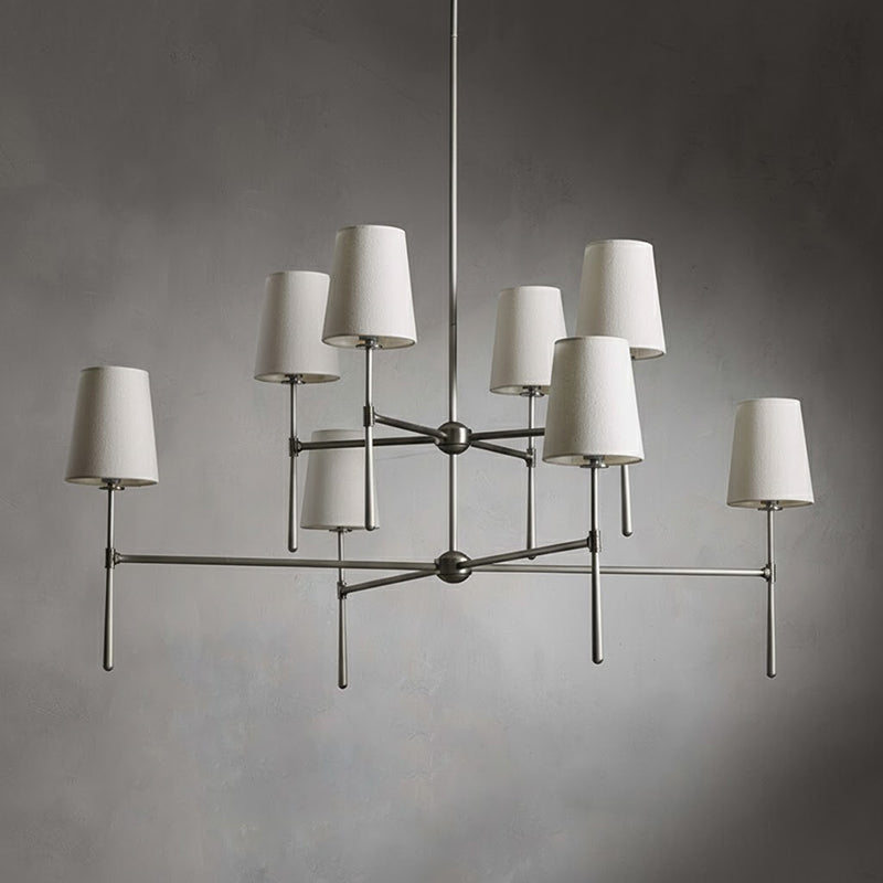 Rhodes Linen Torch Chandelier-Home & Garden > Lighting > Chandeliers-Laren Fete-4+4 heads D 122cm x H 64cm / ∅ 48″ x H 25.2″-Nickle color-Laren Fete