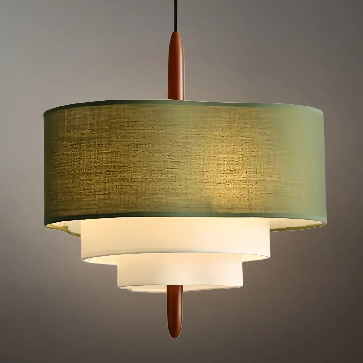 Rondo Fabric Drum Pendant Light-Home & Garden > Lighting > Pendant Lights-Laren Fete-D45CM x H28CM (17.7″ x 11″)-Green-Warm White (3000K)-Laren Fete