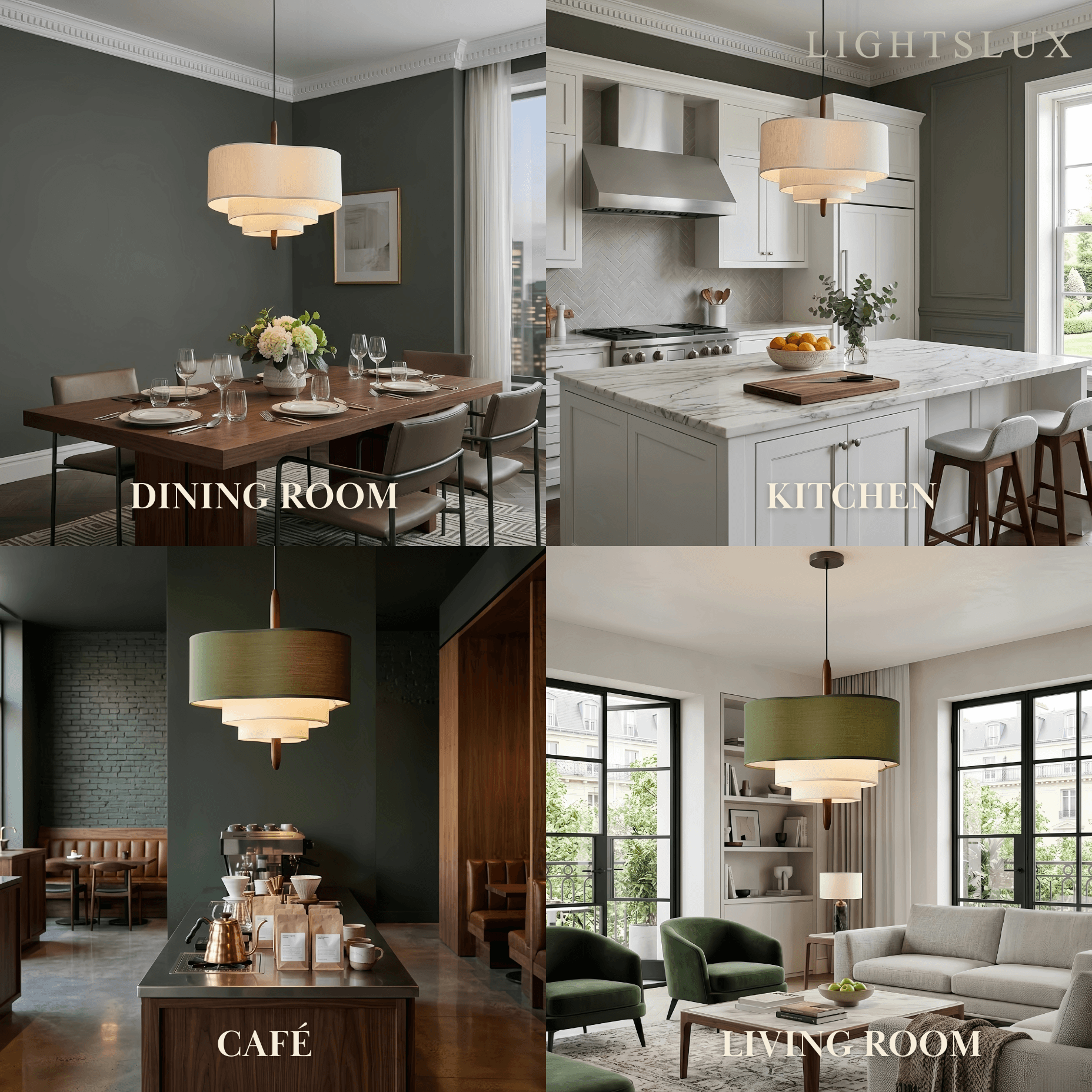 Rondo Fabric Drum Pendant Light-Home & Garden > Lighting > Pendant Lights-Laren Fete-D45CM x H28CM (17.7″ x 11″)-Green-Warm White (3000K)-Laren Fete