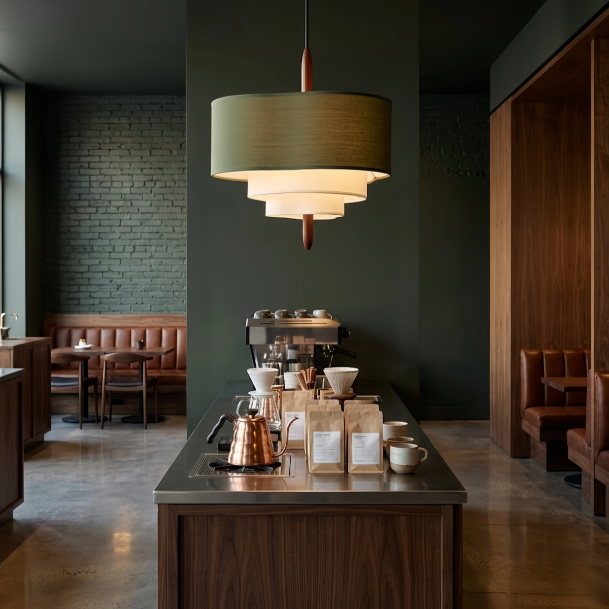 Rondo Fabric Drum Pendant Light-Home & Garden > Lighting > Pendant Lights-Laren Fete-D45CM x H28CM (17.7″ x 11″)-Green-Warm White (3000K)-Laren Fete