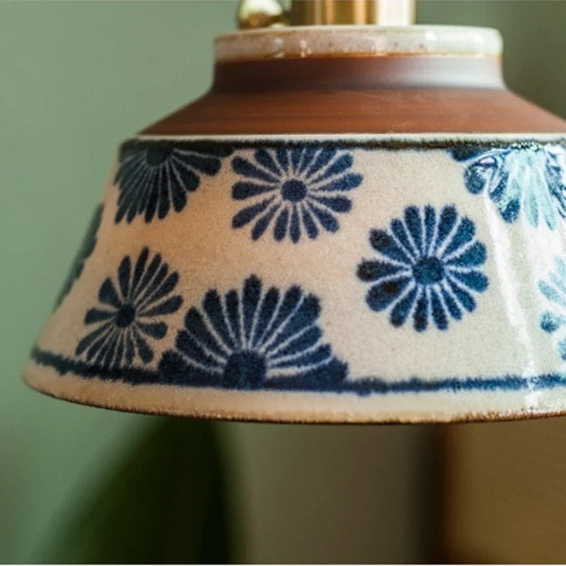 Ronja Ceramic Pendant Light-Home & Garden > Lighting > Pendant Lights-Laren Fete-Blue Daisy-Laren Fete