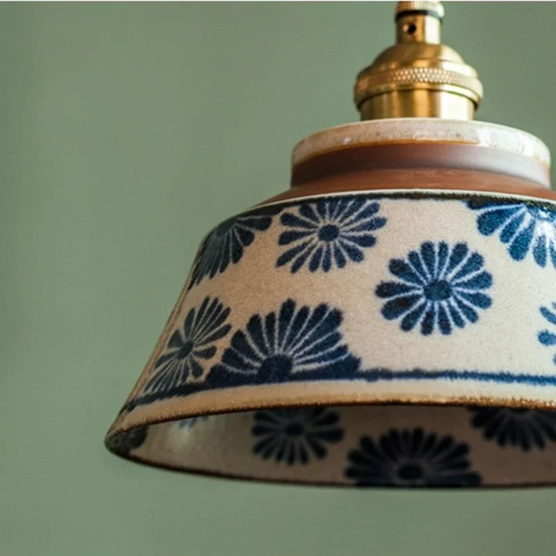 Ronja Ceramic Pendant Light-Home & Garden > Lighting > Pendant Lights-Laren Fete-Blue Daisy-Laren Fete
