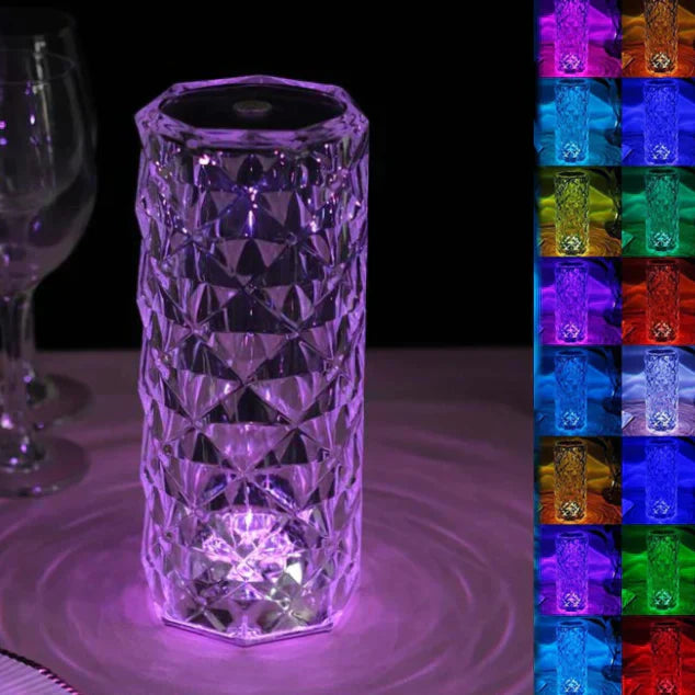 Shard Diamond-Cut Cordless Crystal Lamp-Home & Garden > Lighting > Table Lamps-Laren Fete-RGB LED (White and Tri-Natural Light Included)-Laren Fete