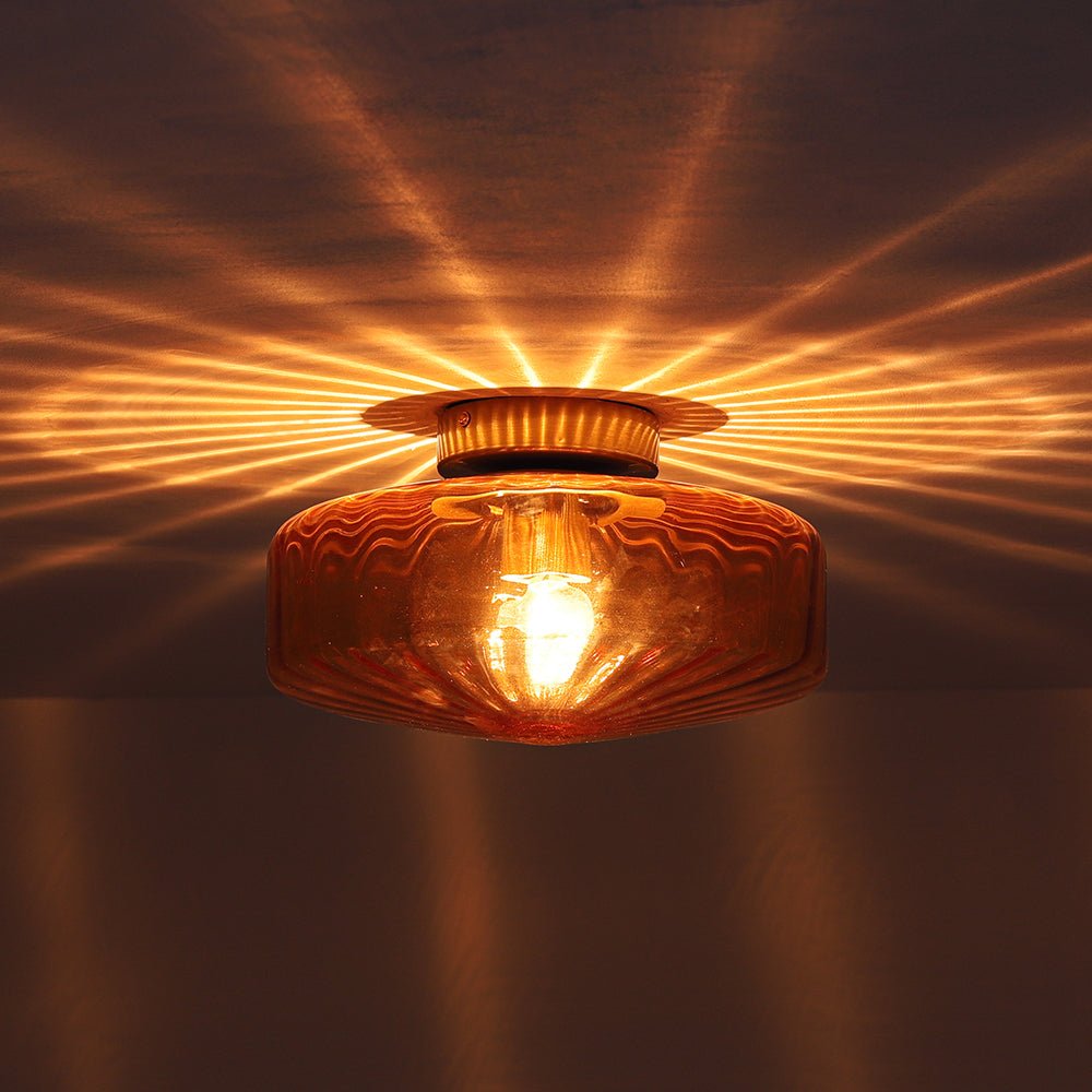 Sienna Amber Glass Flush Mount-Home & Garden > Lighting > Ceiling Lights-Laren Fete-11.8 in. (30cm)-Laren Fete