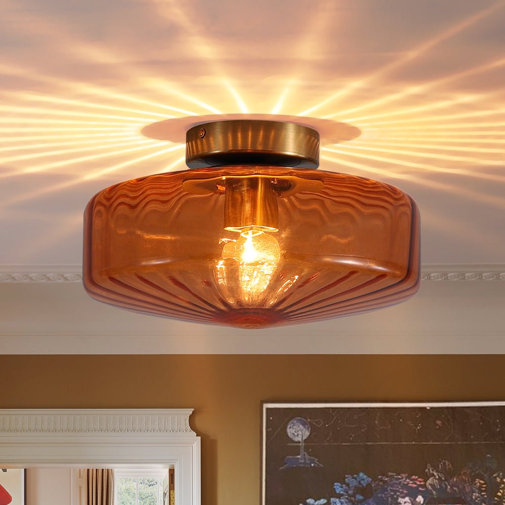 Sienna Amber Glass Flush Mount-Home & Garden > Lighting > Ceiling Lights-Laren Fete-11.8 in. (30cm)-Laren Fete