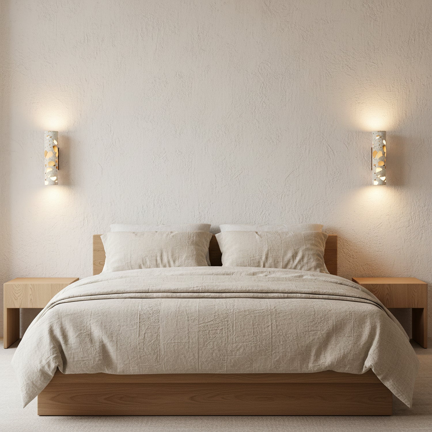 Solis Terrazzo & Walnut Wall Sconce-Home & Garden > Lighting > Wall Lights & Sconces-Laren Fete-L 3.1″ x W 4.3″ x H 11″-Beige-Laren Fete