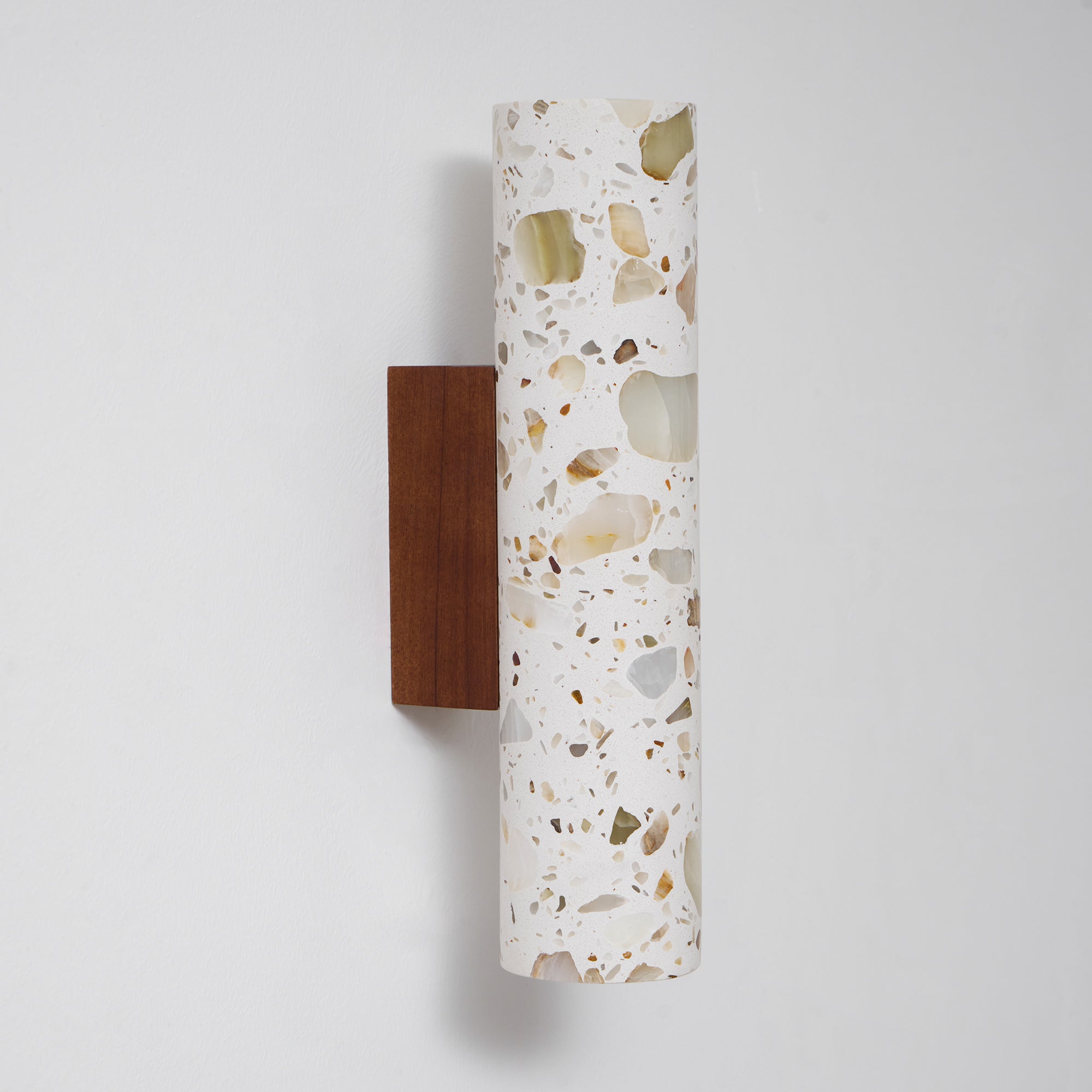 Solis Terrazzo & Walnut Wall Sconce-Home & Garden > Lighting > Wall Lights & Sconces-Laren Fete-L 3.1″ x W 4.3″ x H 11″-Beige-Laren Fete
