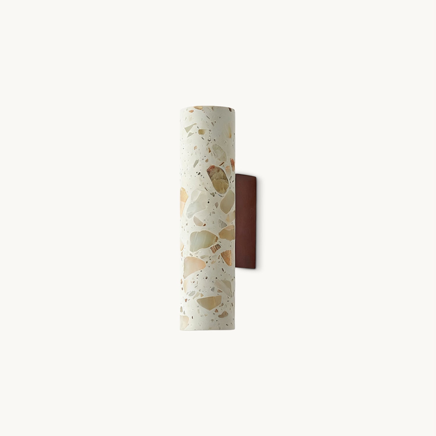 Solis Terrazzo & Walnut Wall Sconce-Home & Garden > Lighting > Wall Lights & Sconces-Laren Fete-L 3.1″ x W 4.3″ x H 11″-Beige-Laren Fete