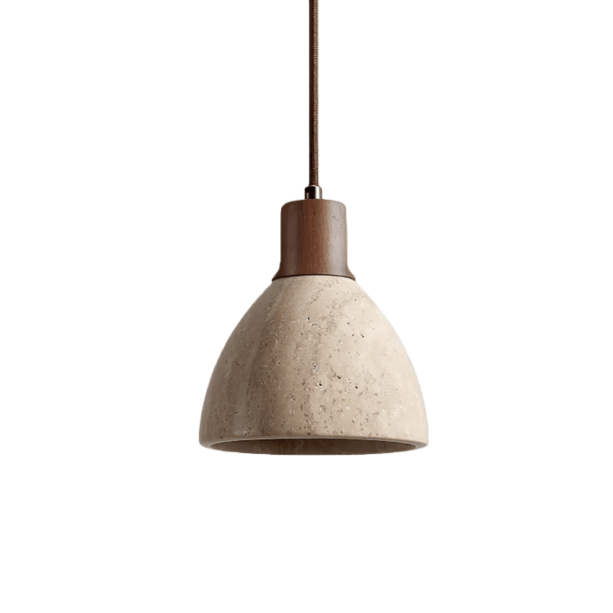 Strata Travertine & Wood Pendant Light-Home & Garden > Lighting > Pendant Lights-Laren Fete-Walnut-Warm White (3000K)-Laren Fete