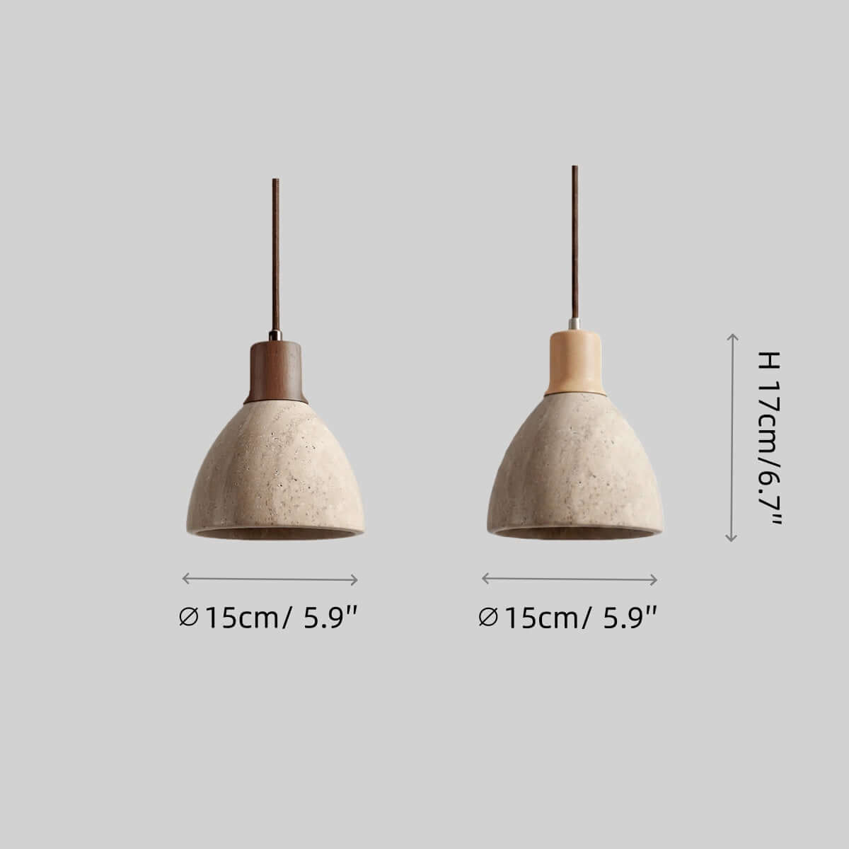 Strata Travertine & Wood Pendant Light-Home & Garden > Lighting > Pendant Lights-Laren Fete-Walnut-Warm White (3000K)-Laren Fete