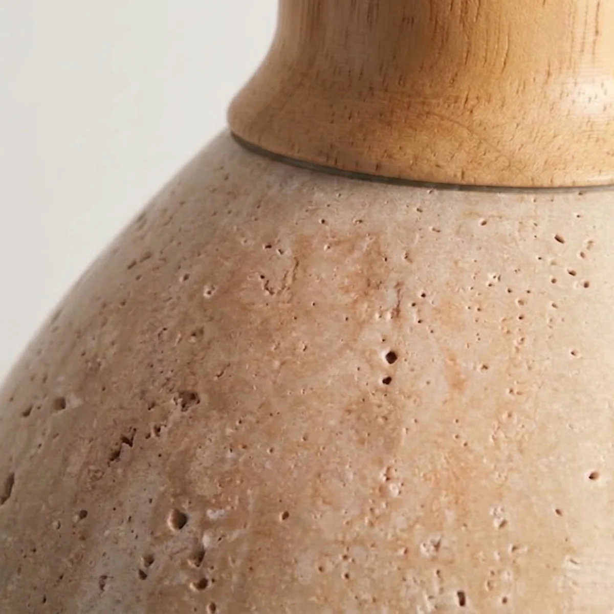 Strata Travertine & Wood Pendant Light-Home & Garden > Lighting > Pendant Lights-Laren Fete-Walnut-Warm White (3000K)-Laren Fete
