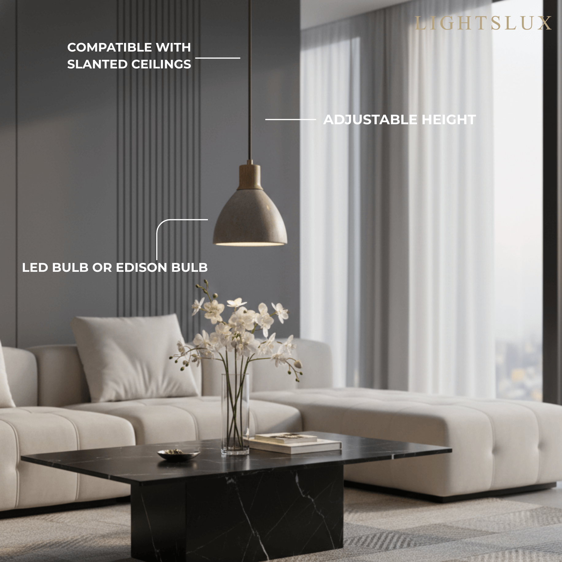 Strata Travertine & Wood Pendant Light-Home & Garden > Lighting > Pendant Lights-Laren Fete-Walnut-Warm White (3000K)-Laren Fete