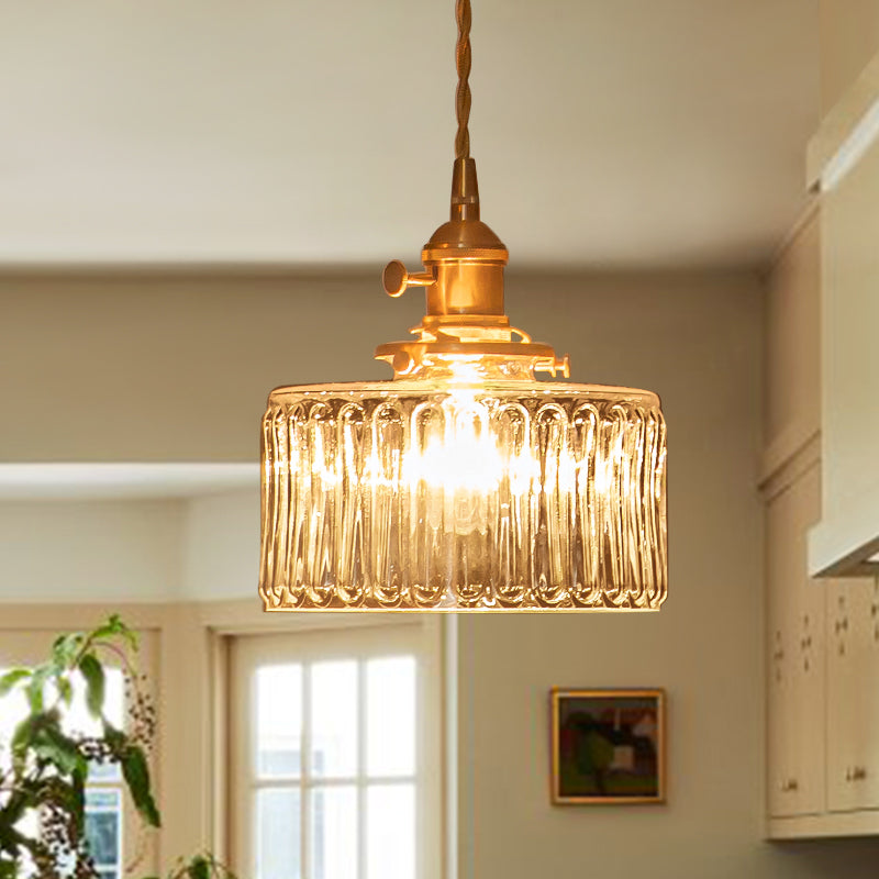 Tambour Striped Glass Drum Pendant Light-Home & Garden > Lighting > Pendant Lights-Laren Fete-Clear-Laren Fete