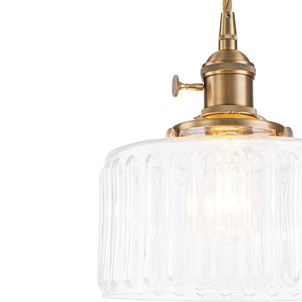 Tambour Striped Glass Drum Pendant Light-Home & Garden > Lighting > Pendant Lights-Laren Fete-Green-Laren Fete