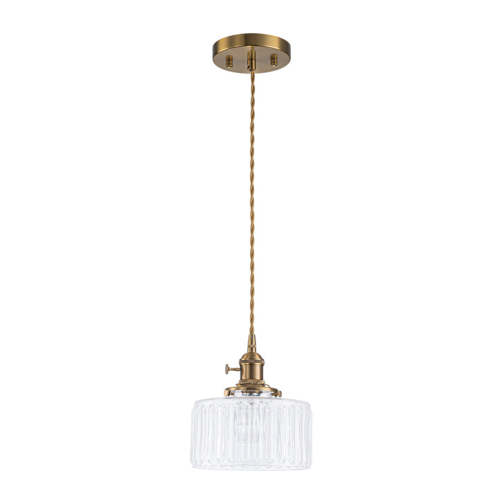 Tambour Striped Glass Drum Pendant Light-Home & Garden > Lighting > Pendant Lights-Laren Fete-Green-Laren Fete