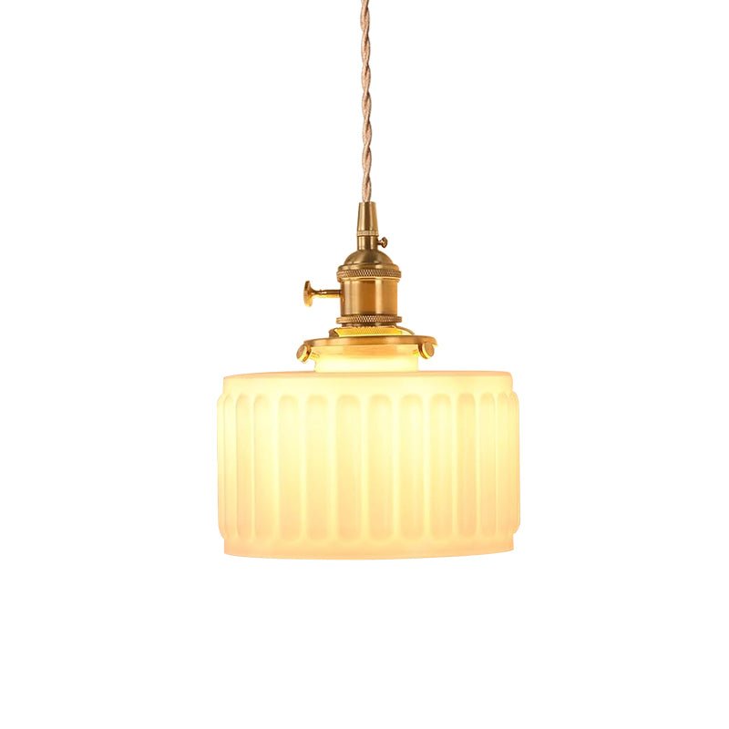 Tambour Striped Glass Drum Pendant Light-Home & Garden > Lighting > Pendant Lights-Laren Fete-Green-Laren Fete