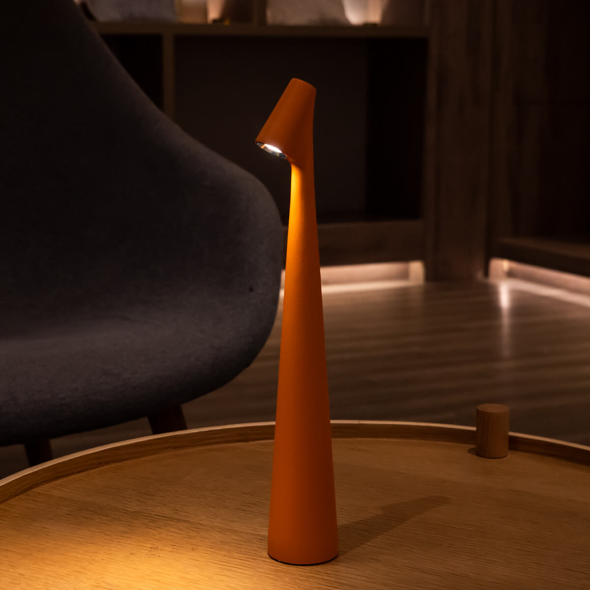 Tura Aluminium Portable Table Lamp-Home & Garden > Lighting > Table Lamps-Laren Fete-Short (H=13in / 33cm)-Golden Brown-Laren Fete