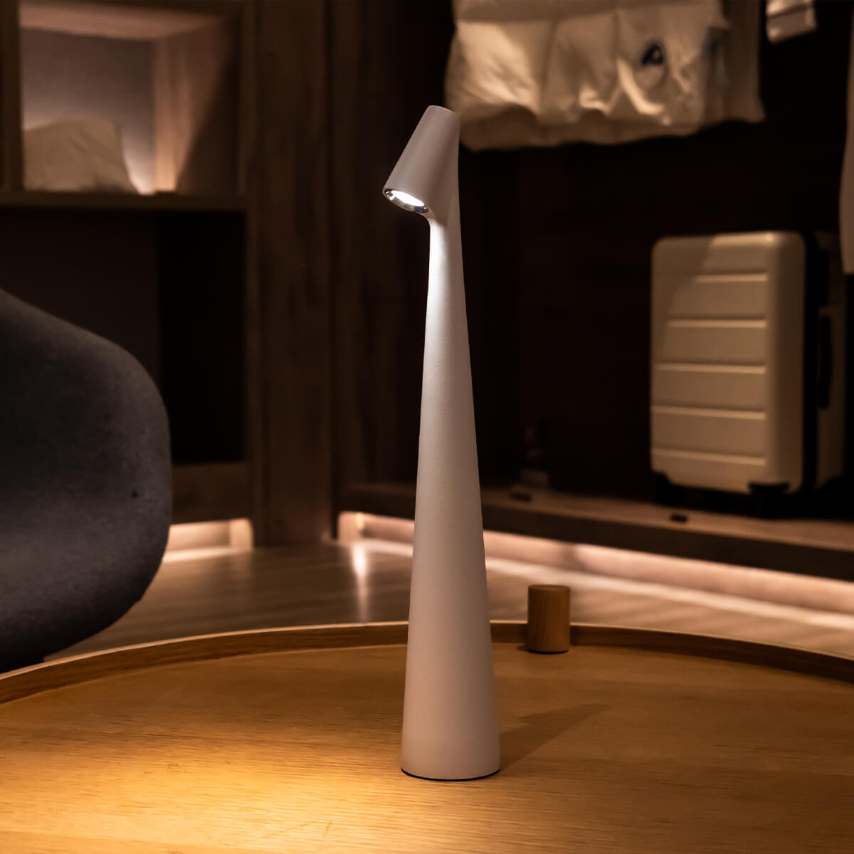Tura Aluminium Portable Table Lamp-Home & Garden > Lighting > Table Lamps-Laren Fete-Short (H=13in / 33cm)-Golden Brown-Laren Fete