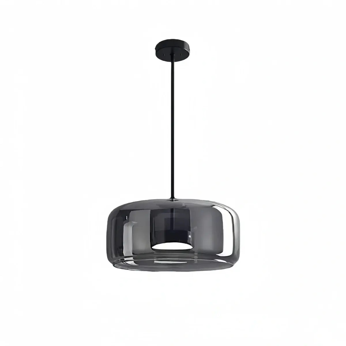 Vetro Hand-Blown Glass Pendant Light-Home & Garden > Lighting > Pendant Lights-Laren Fete-D26cm × H 25cm (10.2″ × 9.8″)-Black & Smoke grey-Warm White (3000K)-Laren Fete