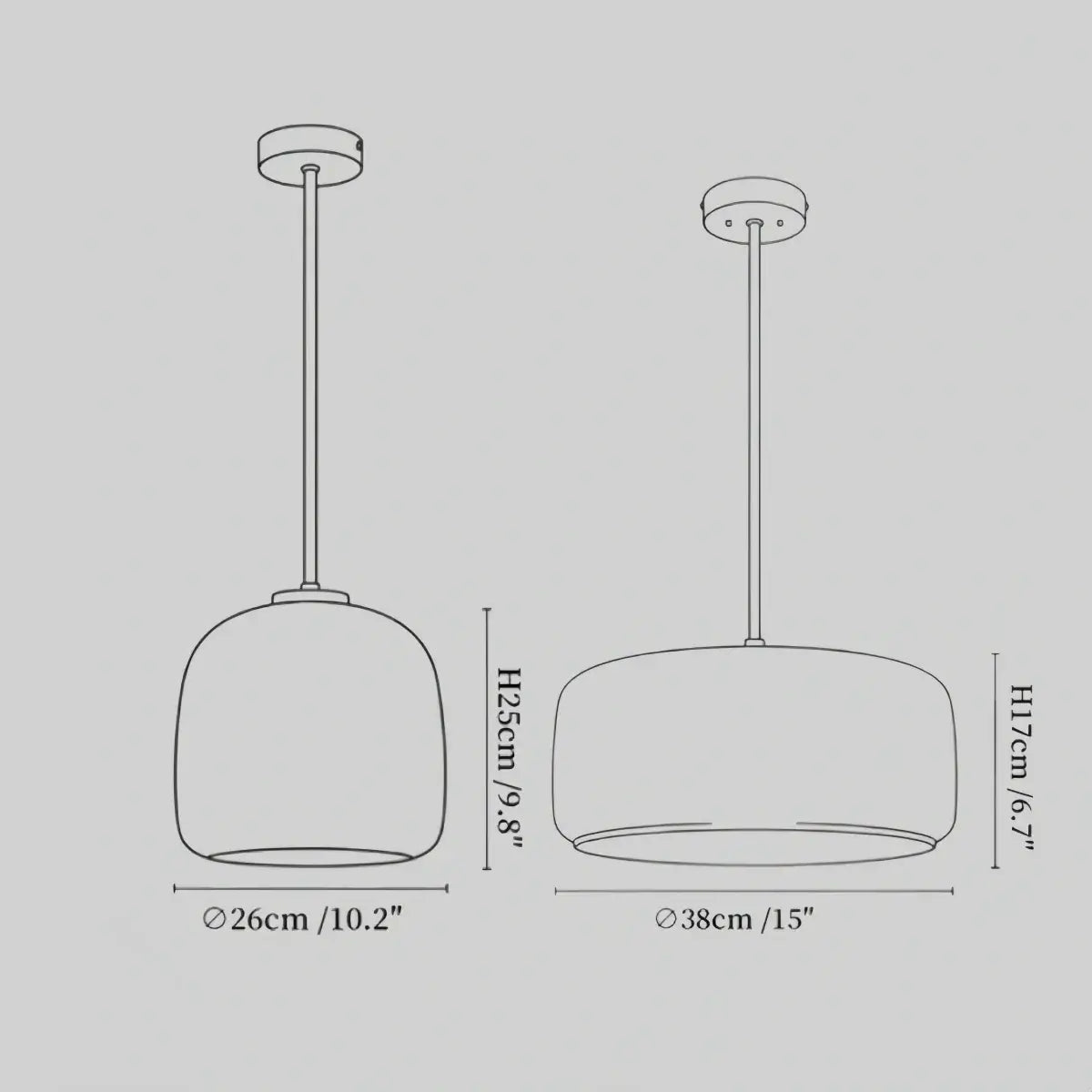 Vetro Hand-Blown Glass Pendant Light-Home & Garden > Lighting > Pendant Lights-Laren Fete-D26cm × H 25cm (10.2″ × 9.8″)-Black & Smoke grey-Warm White (3000K)-Laren Fete