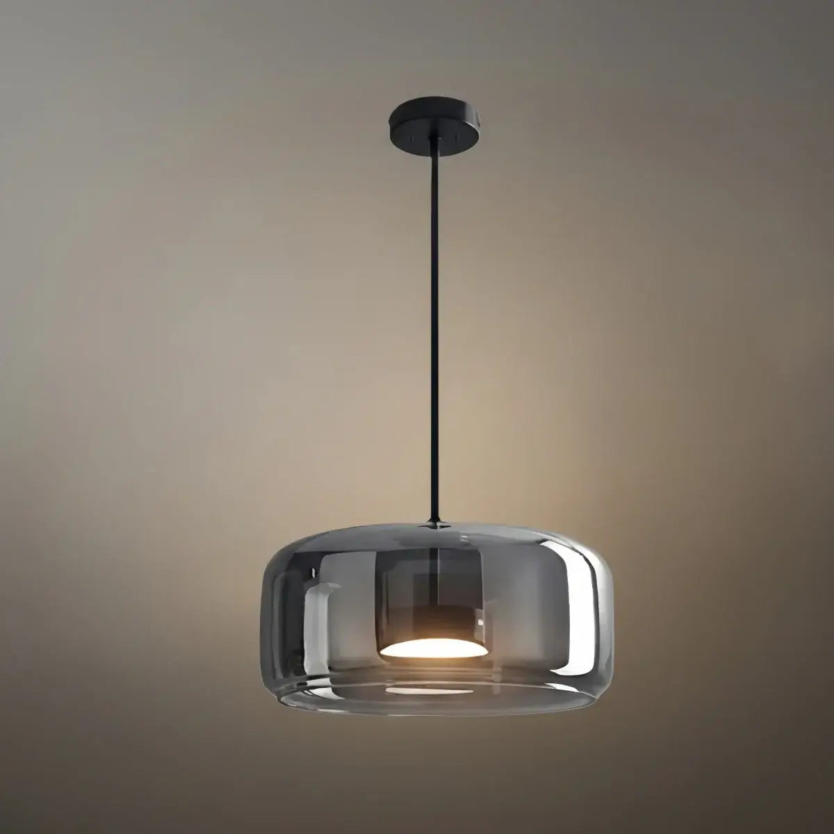 Vetro Hand-Blown Glass Pendant Light-Home & Garden > Lighting > Pendant Lights-Laren Fete-D38cm × H 17cm (15″ × 6.7″)-Black & Smoke grey-Warm White (3000K)-Laren Fete