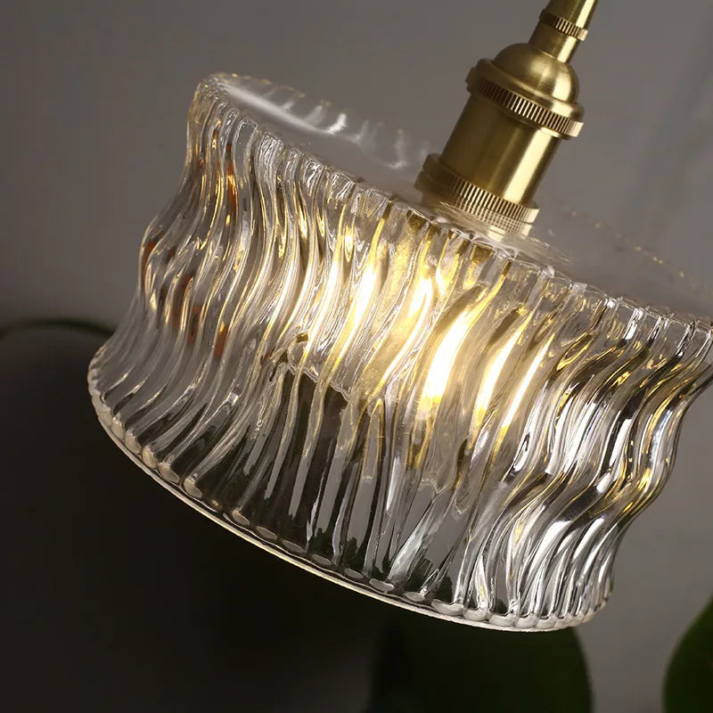 Vinta Pendant Light | Ribbed Glass, Gold Finish 4
