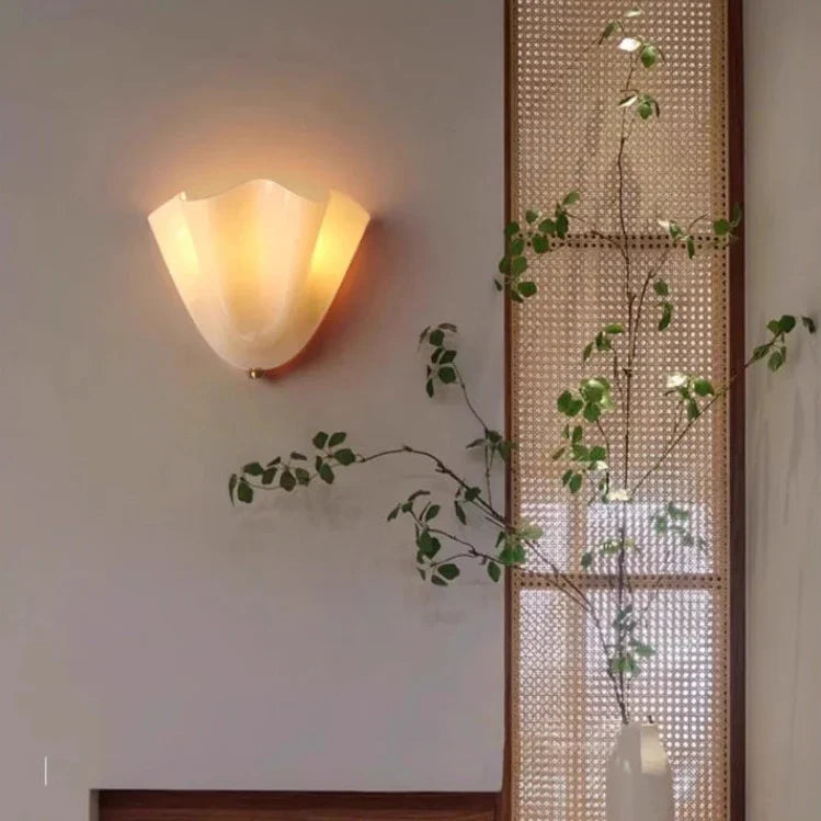 Vistia Glass Wall Lamp – Retro Frosted Shade-Home & Garden > Lighting > Wall Lights & Sconces-Laren Fete-Brown-Warm light-Laren Fete