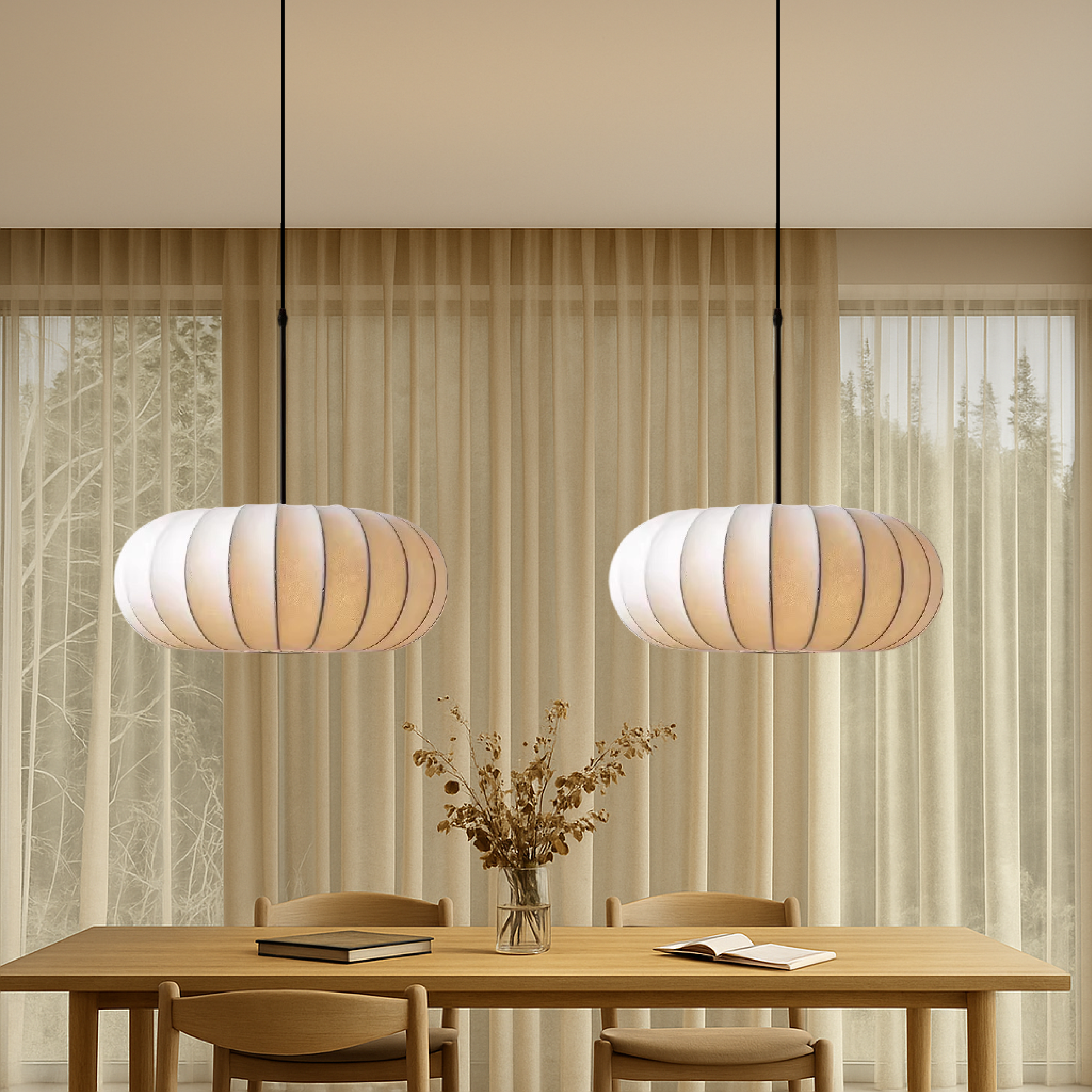 Vivid Pendant Light | Handcrafted Silk, Adjustable Height Kitchen Island Lighting 5