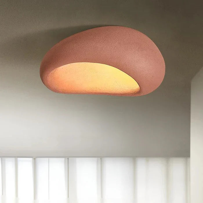 Wabina Flush Mount Ceiling Light | Organic Stone Design, LED Fixture 10