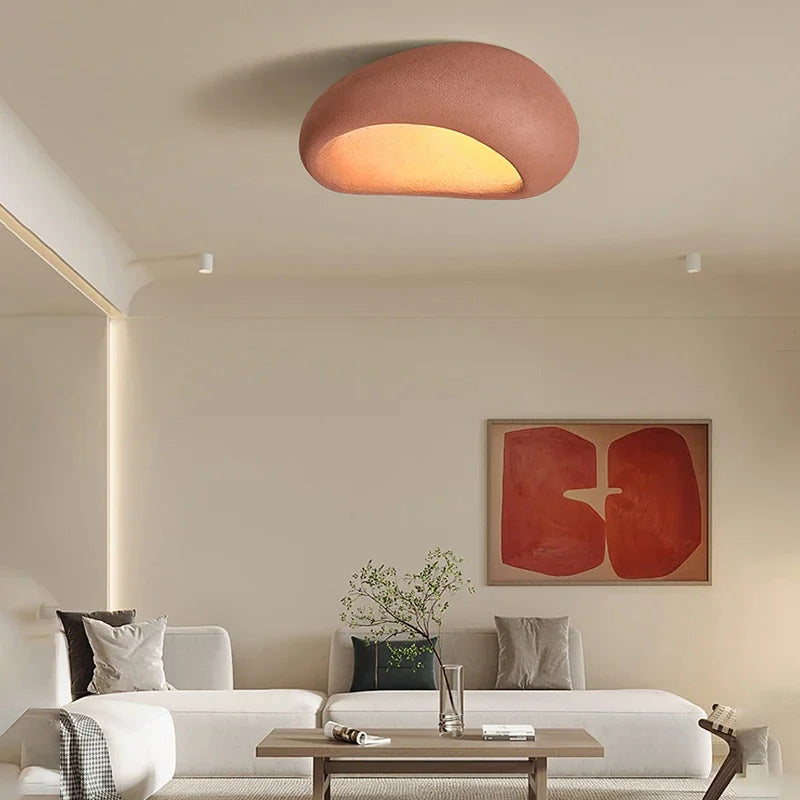 Wabina Flush Mount Ceiling Light | Organic Stone Design, LED Fixture 4