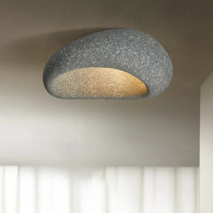 Wabina Flush Mount Ceiling Light | Organic Stone Design, LED Fixture 9