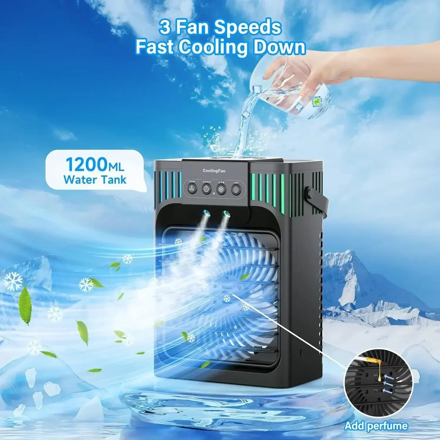Portable Desktop Air Conditioner With Remote Control-Laren Fete-Laren Fete